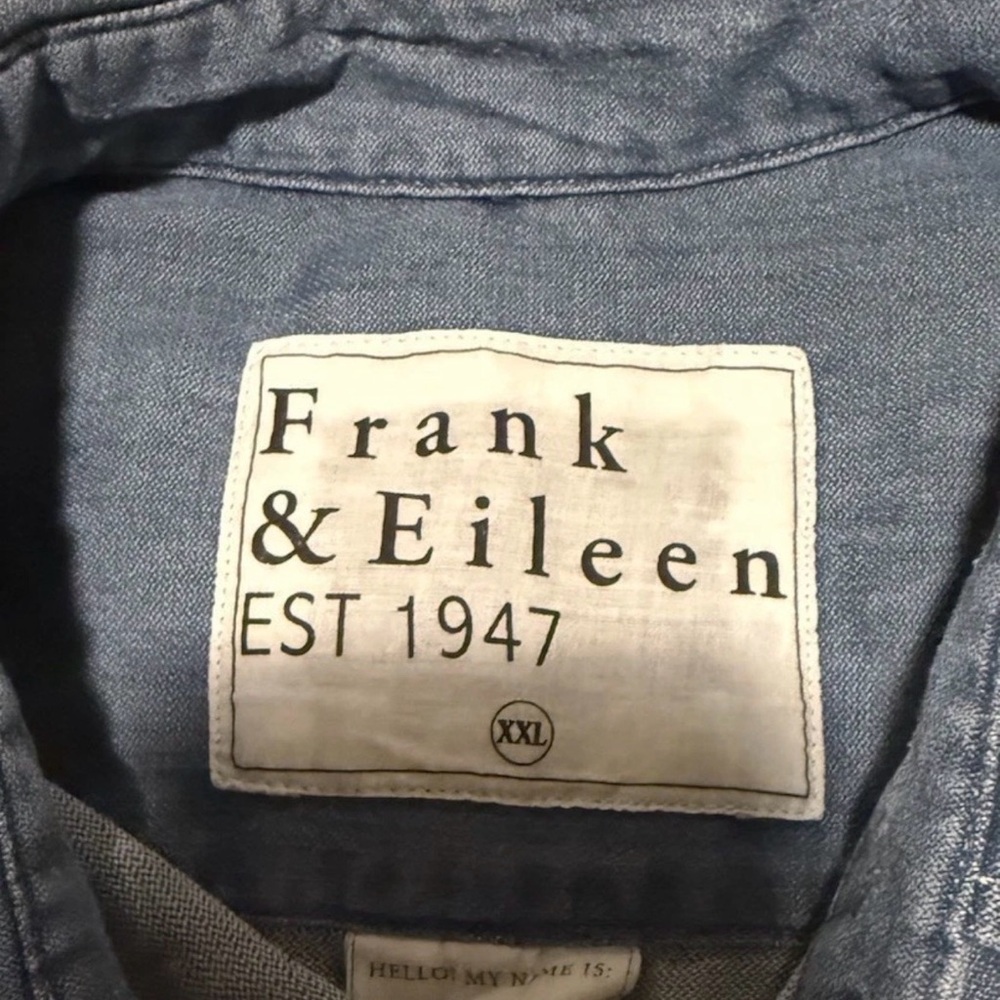 Frank & Eileen Eileen Denim relaxed Barry Woven Button Shirt Distressed Italy - Picture 4 of 13